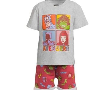 Marvel Avengers Gray T-Shirt and Red Shorts Set